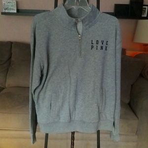 PINK half zip light grey jacket